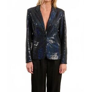 NEW MOLLY BRACKEN sequin knitted blazer in black